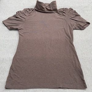 Grace Brown Scrunched Sleeve Turtleneck